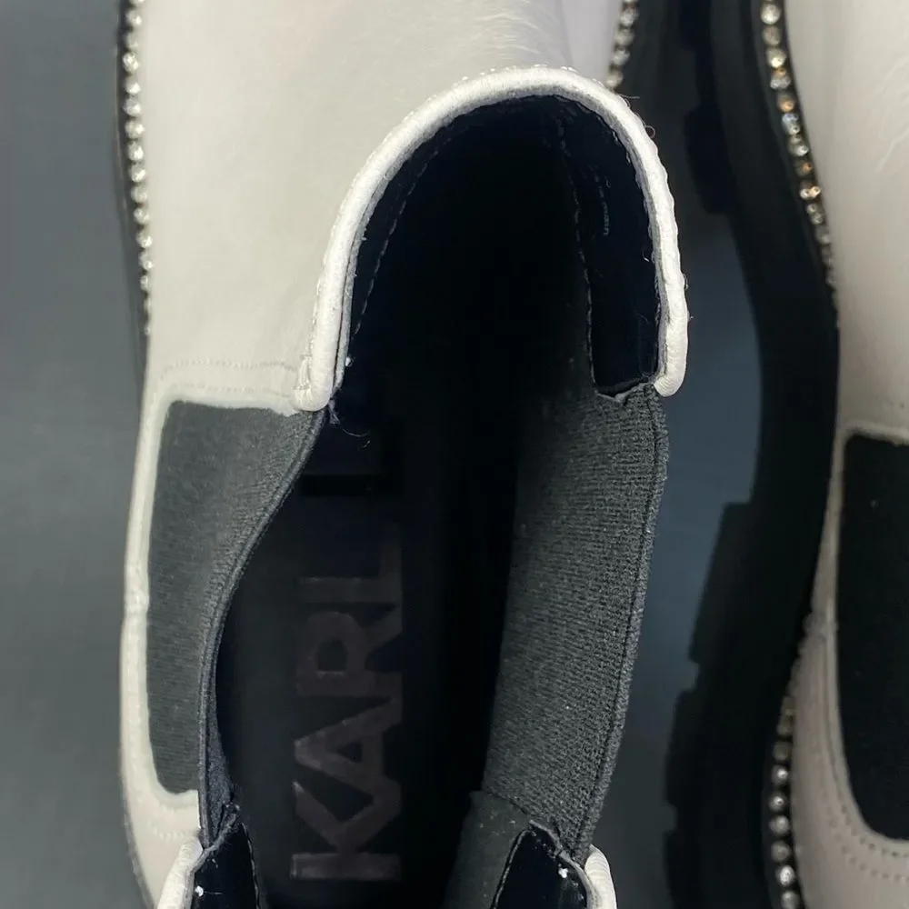 Karl Lagerfeld Paris Women's Classic Mayde Leather Lug-Sole Ankle Boot size  9.5 - Picture 8 of 11